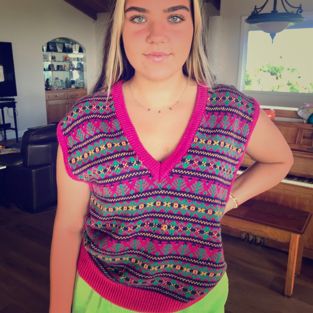 Raspberry And Lime, Retro Sweater Vest. - image 1